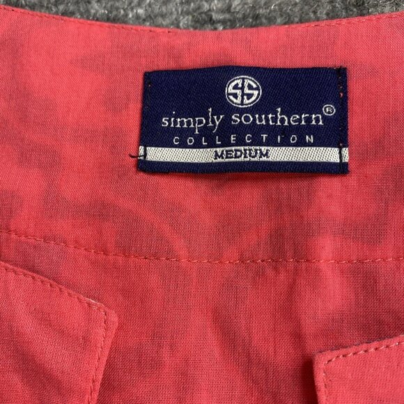 Simply Southern Tunic Medium Cover Up Aqua Pink Geometric 3/4 Sleeve Beach‎ Top - Picture 7 of 11